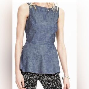 Banana Republic Blue Denim/ Chambray Sleeveless Peplum Top
